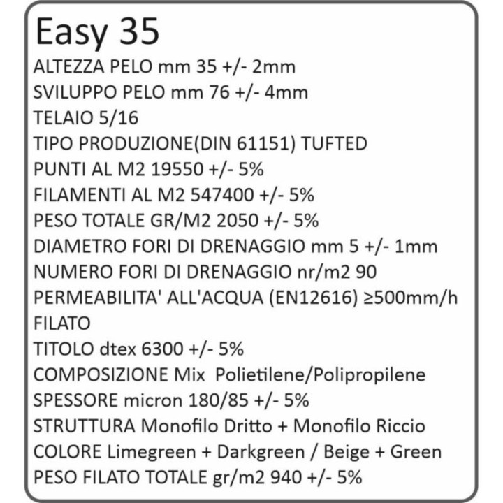 Decorative synthetic grass covering with 35mm yarn. Euro 14.16 per m²