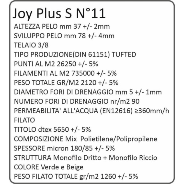 Manto D'Erba Sintetica Decorativa da 37mm di filato. Euro 16,00 al m²