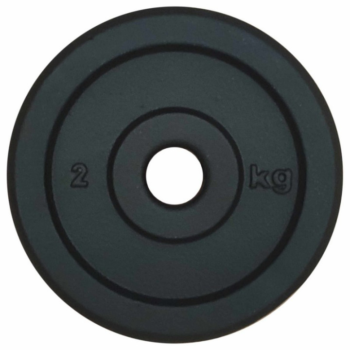 Painted cast iron disc for lifting 2 kg weights - 25 mm hole