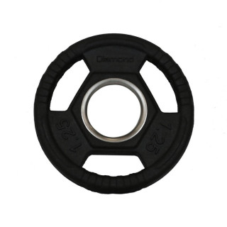 Tri Grip Olympic disc in Diamond rubberized cast iron with flared stainless steel bushing
