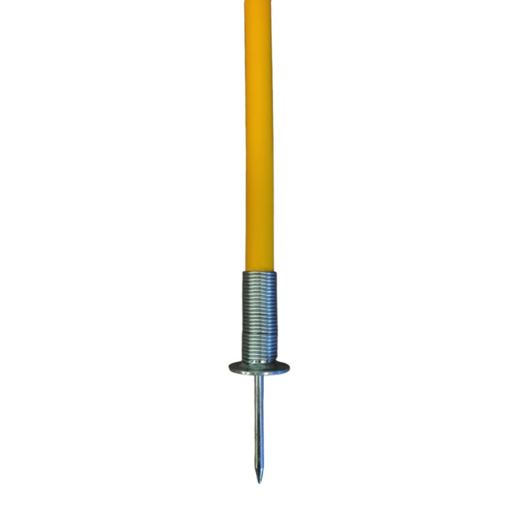 Slalom pole with articulated tip in accident-prevention steel