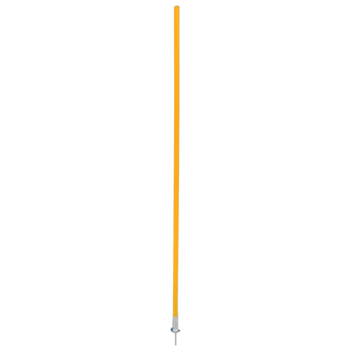 Slalom pole with articulated tip in accident-prevention steel
