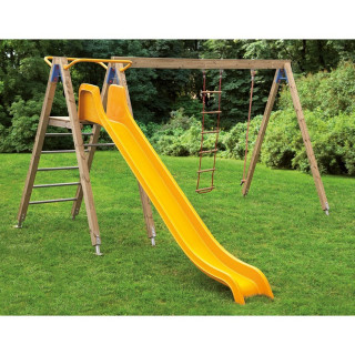 Slide with hanging ladder and rope