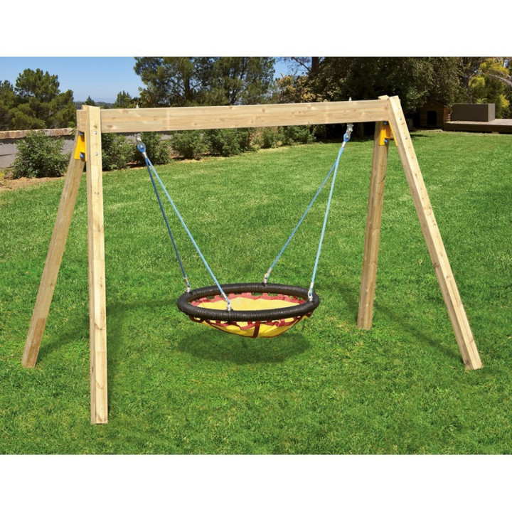 Wooden swing with basket diameter 120 cm