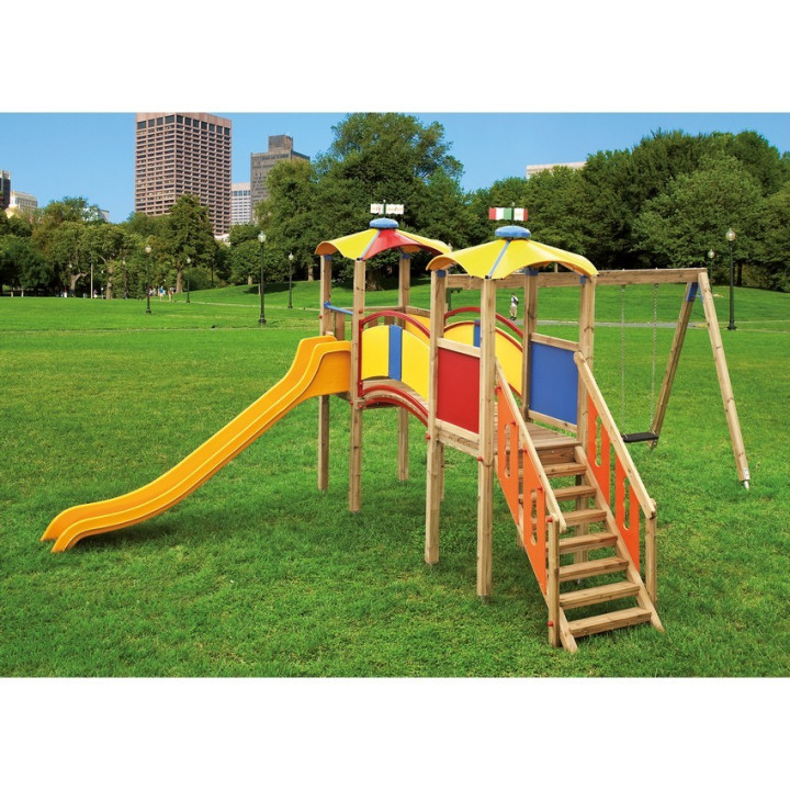 Fortino "Sioux" completo di scivolo, torri e altalena