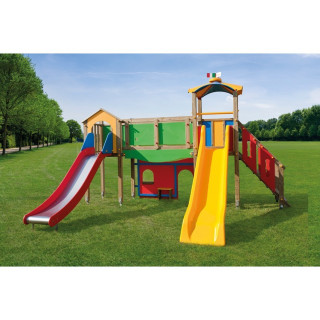 Children's fort with two slides