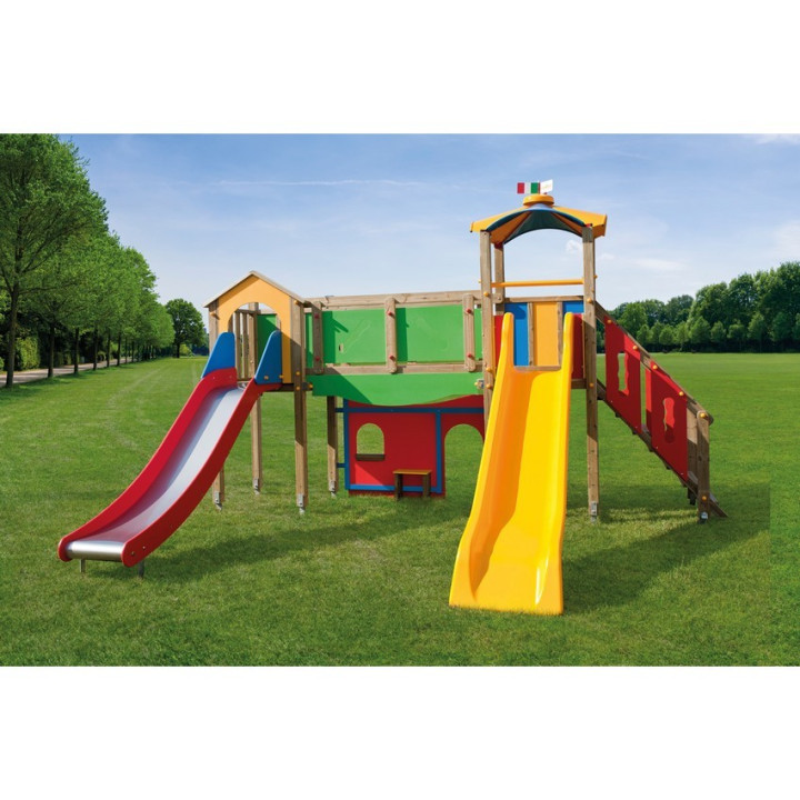 Children's fort with two slides