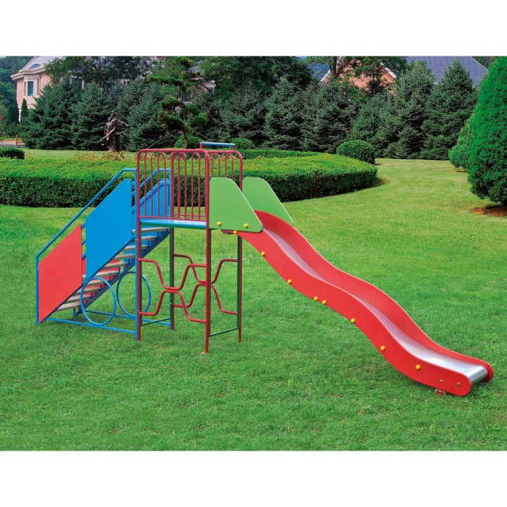 Scivolo con pista ondulata in acciaio inox con ballatoio