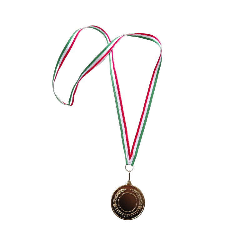 Gold color award medal diameter 50 mm