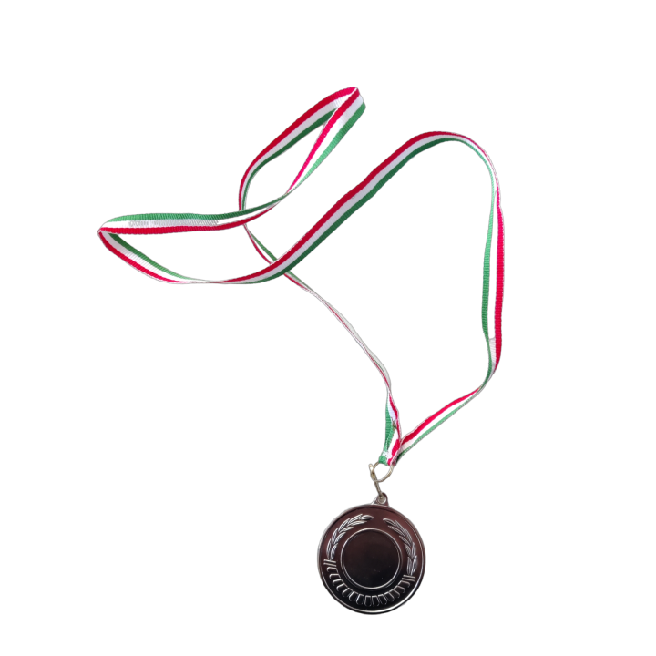 Silver colored award medal, diameter 50 mm
