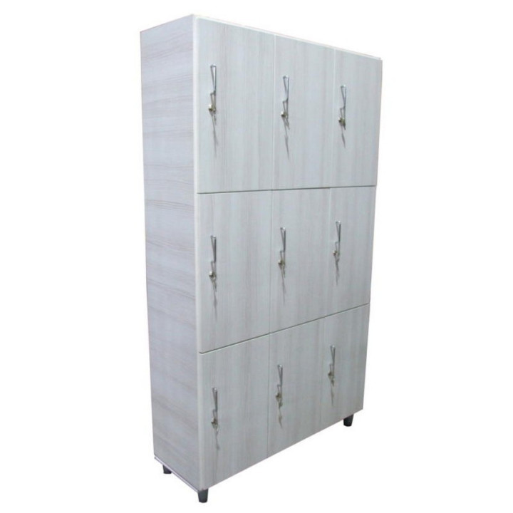 Gym locker with 9 overlapping doors