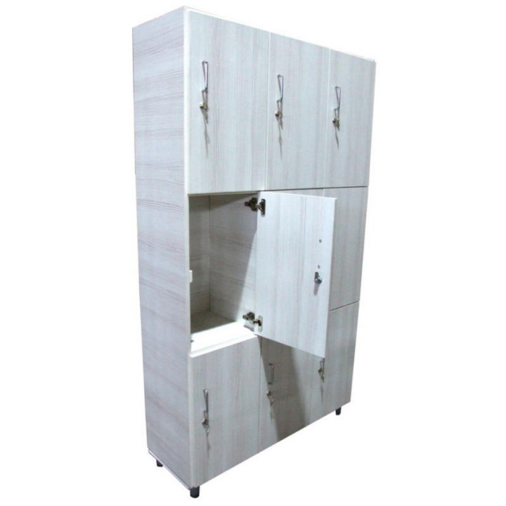 Gym locker with 9 overlapping doors