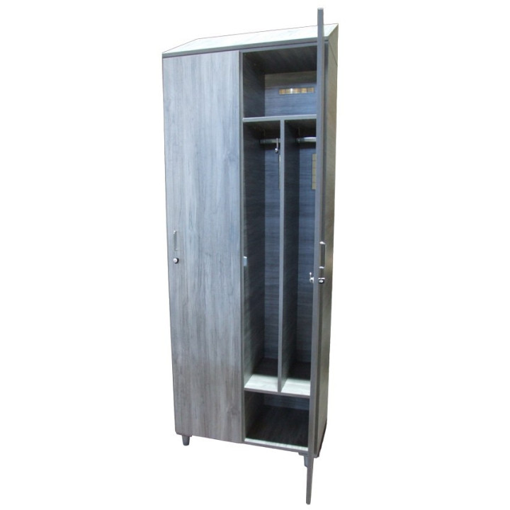 Gym wardrobe 2 doors with hat and shoe rack, including dirty-clean separator