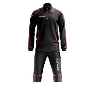 Tuta sportiva modello Viky pantalone 3/4 colore nero e arancio fluo