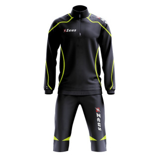 Viky model tracksuit with 3/4 length trousers in blue and fluorescent yellow