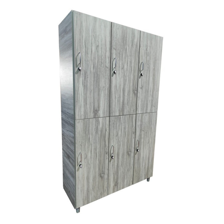 Gym locker with 6 overlapping doors