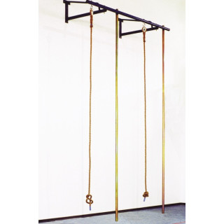 Steel climbing stage with two poles and two 5 meter ropes