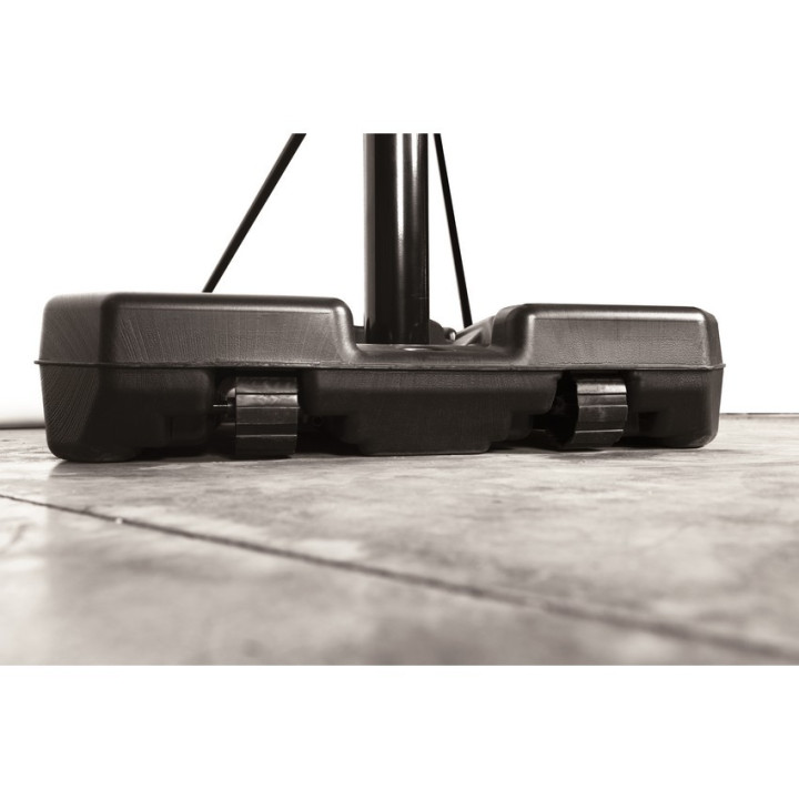 Ballasted basketball system transportable on Cleveland Galando wheels