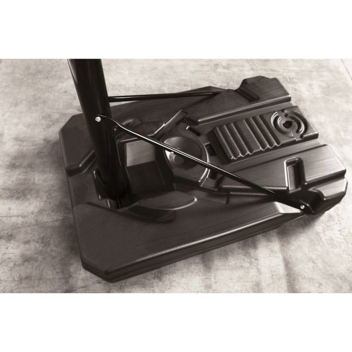 Ballasted basketball system transportable on Cleveland Galando wheels